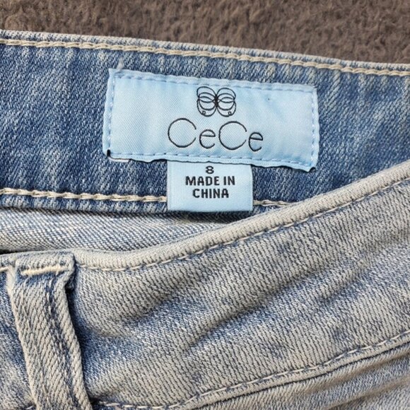 CeCe Classic Skinny Jeans with Ruffled, Raw Hems Size 8 - Picture 4 of 5